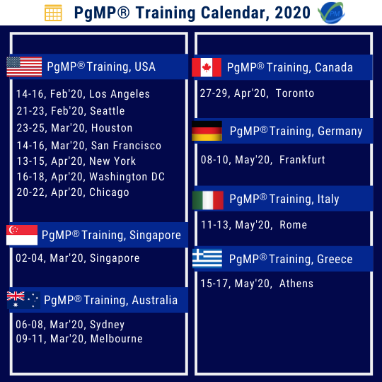 PgMP® Training Calendar
