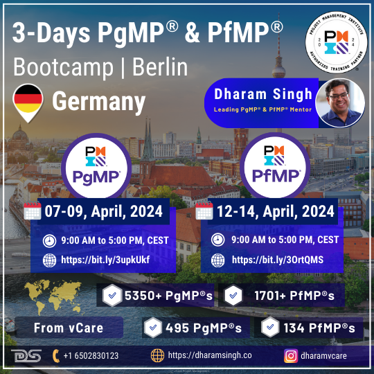 Master Project, Program & Portfolio Management in Berlin! Join PgMP & PfMP bootcamps led by an expert. Gain the skills & knowledge to excel in your certification journey and advance your career. Don't miss this opportunity in April 2024!