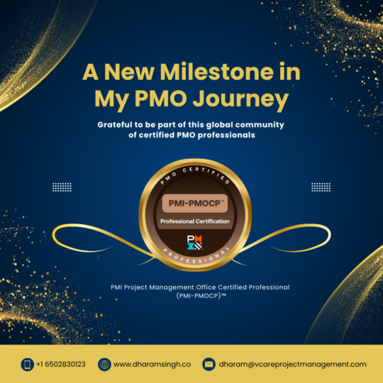 Dharam Singh earns PMI-PMOCP Certification and announces July 2 webinar on PMO transformation