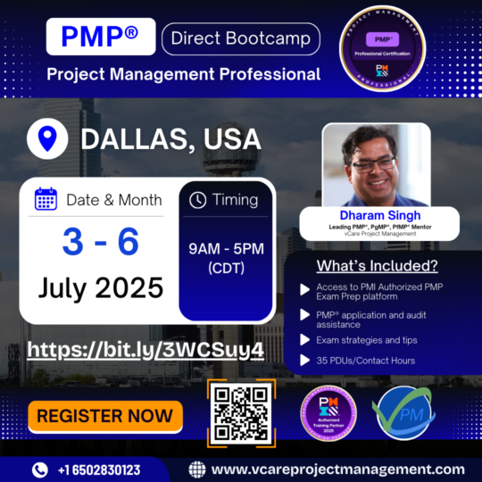 PMP Bootcamp in Dallas – July 2025 with Dharam Singh | 35 PDUs