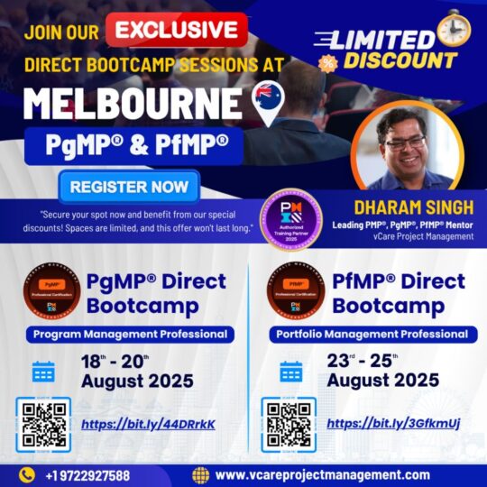 PfMP & PgMP Bootcamps Melbourne August 2025 – Strategic Training with Dharam Singh