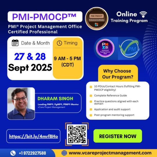 PMI-PMOCP Online Training – 27–28 September 2025 with Dharam Singh | PMO Leadership Certification