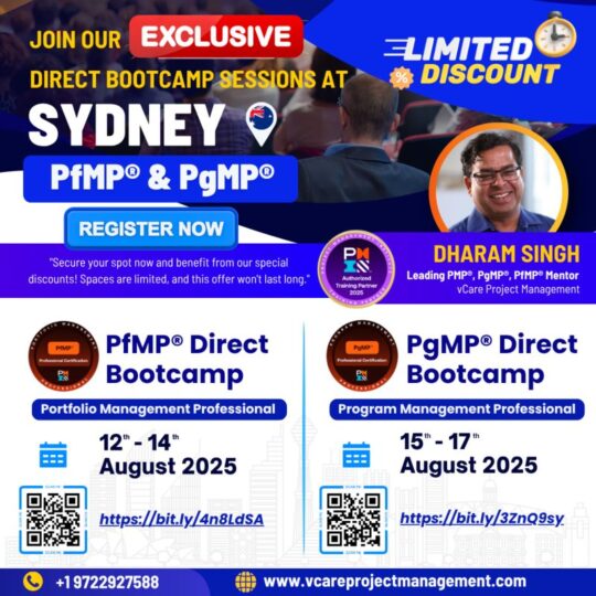 PfMP & PgMP Bootcamps Sydney August 2025 – Strategic Training with Dharam Singh